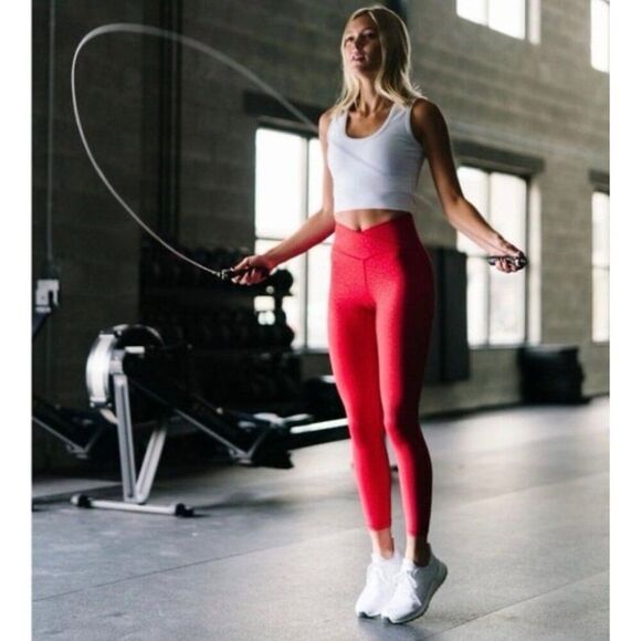 Zyia Light N Tight Cross Front Red Leopard Ruched Back Hi-Rise Leggings Sz 8-10 - Picture 1 of 16